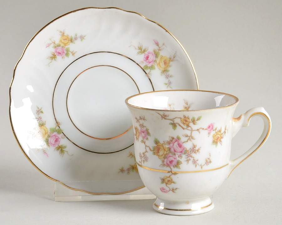 Thornrose (White, Verge) Footed Demitasse Cup & Saucer Set by Johann Haviland-1
