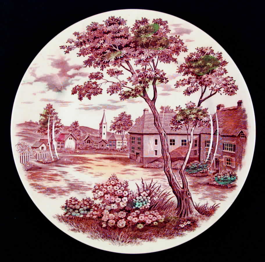 English Village (Brown Multicolor) Dinner Plate by Japan-1