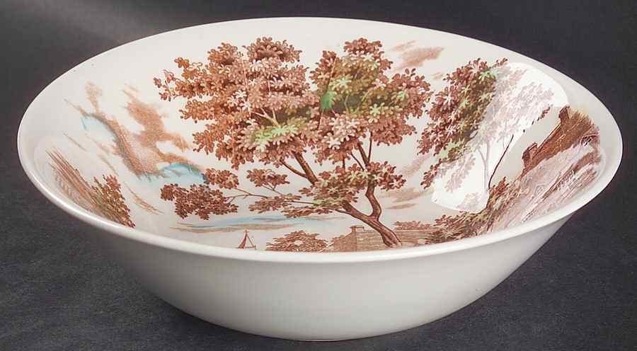 English Village (Brown Multicolor) 9" Round Vegetable Bowl by Japan-1