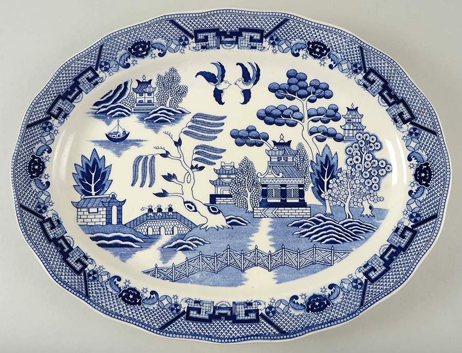 Blue Willow (Made In Japan) 18" Oval Serving Platter by Japan-1