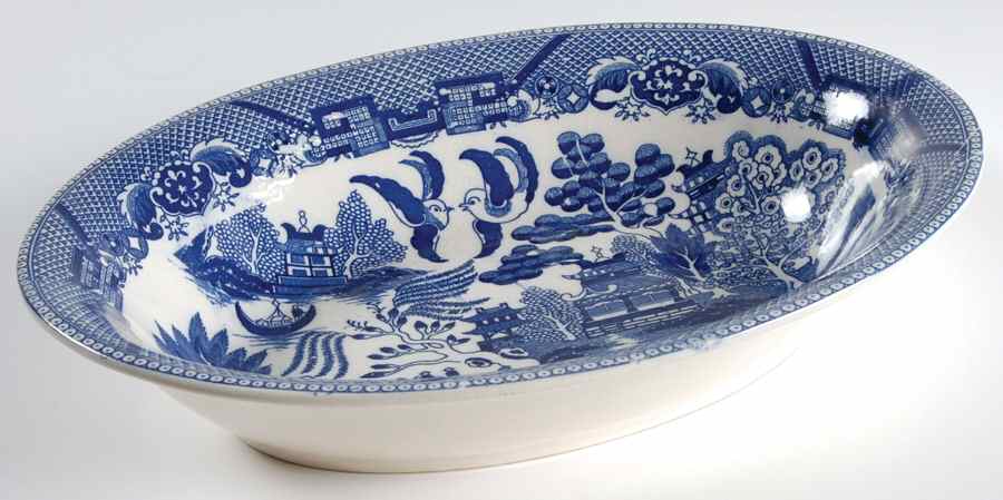 Blue Willow (Made In Japan) 10" Oval Vegetable Bowl by Japan-1