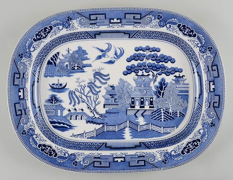 Blue Willow (Made In Japan) 18" Oval Serving Platter by Japan-1