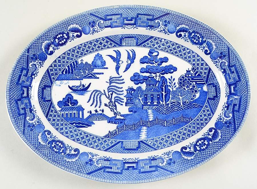 Blue Willow (Made In Japan) 11" Oval Serving Platter by Japan-1