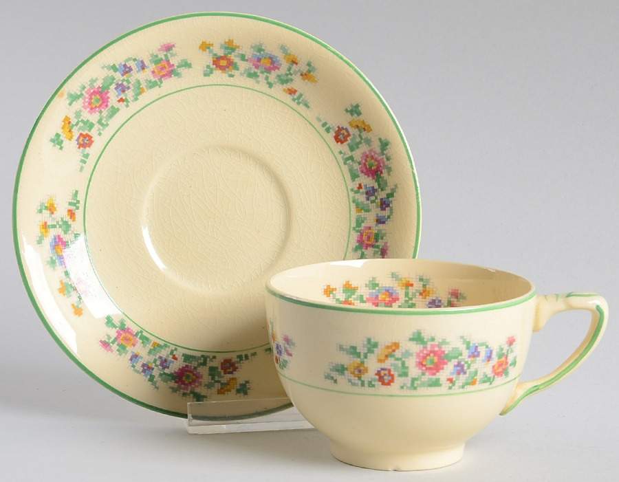 Georgian Nosegay Footed Cup & Saucer Set by Johnson Brothers-1