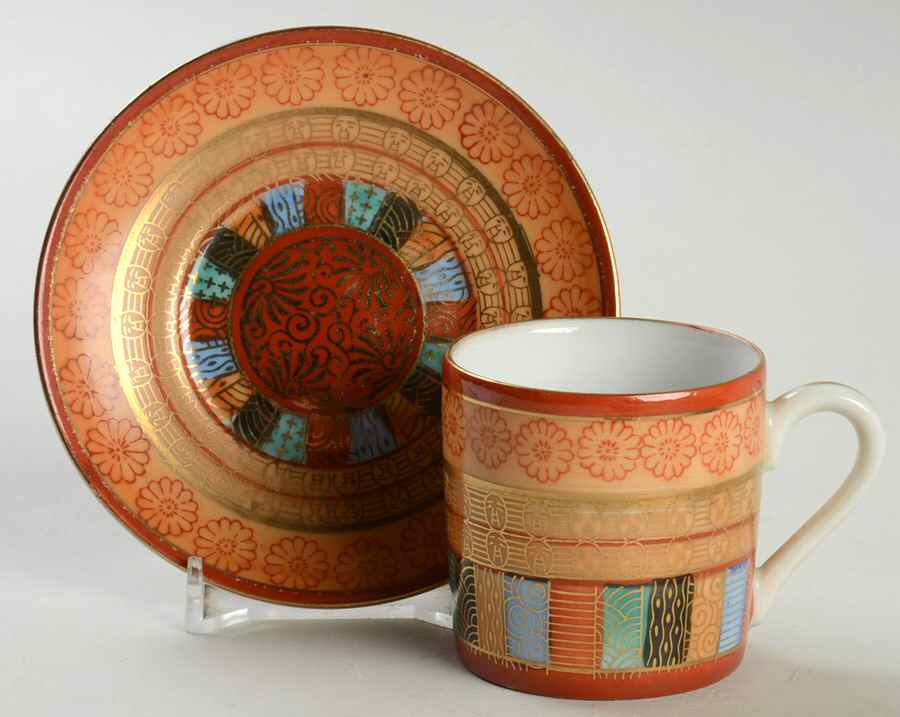 Thousand Faces Flat Demitasse Cup & Saucer Set by Japan-1