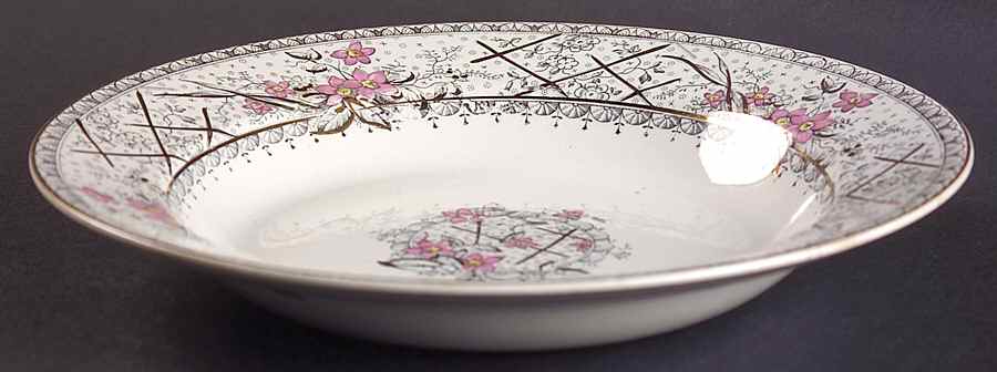 Lace (Older, Pink) Large Rim Soup Bowl by Johnson Brothers-1