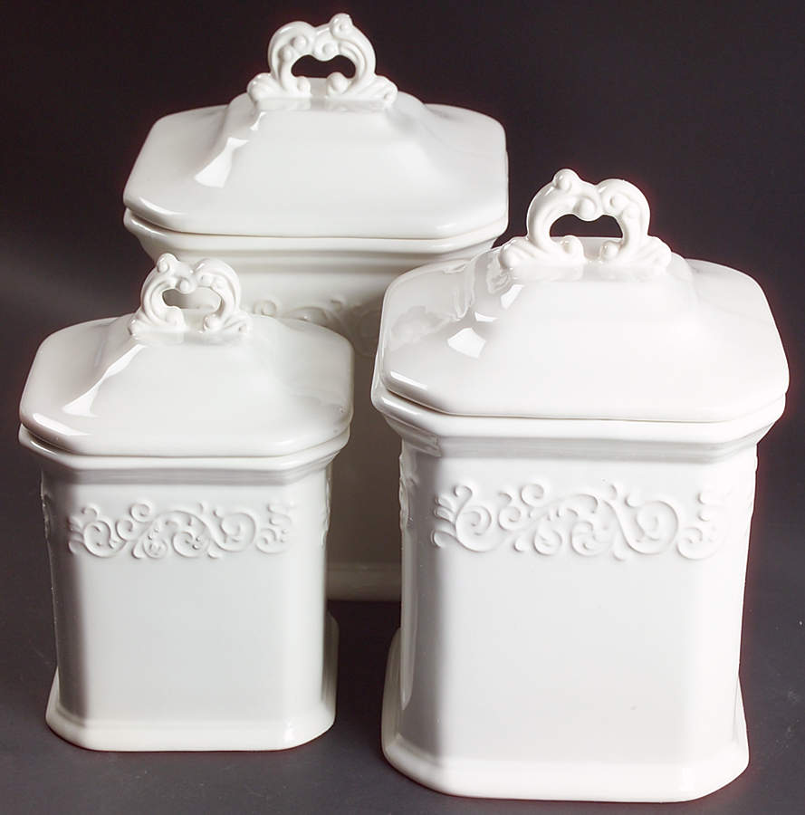 Vintage Ivory (Creamy White) (3 Piece) Canister Set (Box Set) by JCPenney-1