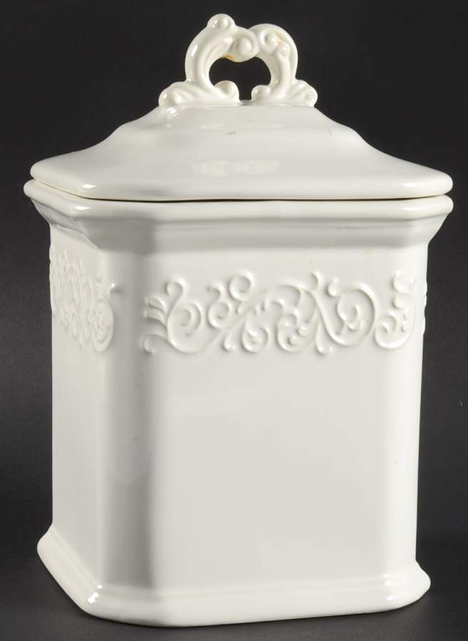 Vintage Ivory (Creamy White) Medium Canister & Lid by JCPenney-1