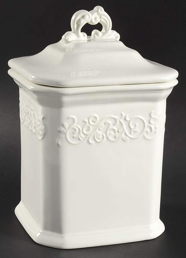 Vintage Ivory (Creamy White) Large Canister & Lid by JCPenney-1