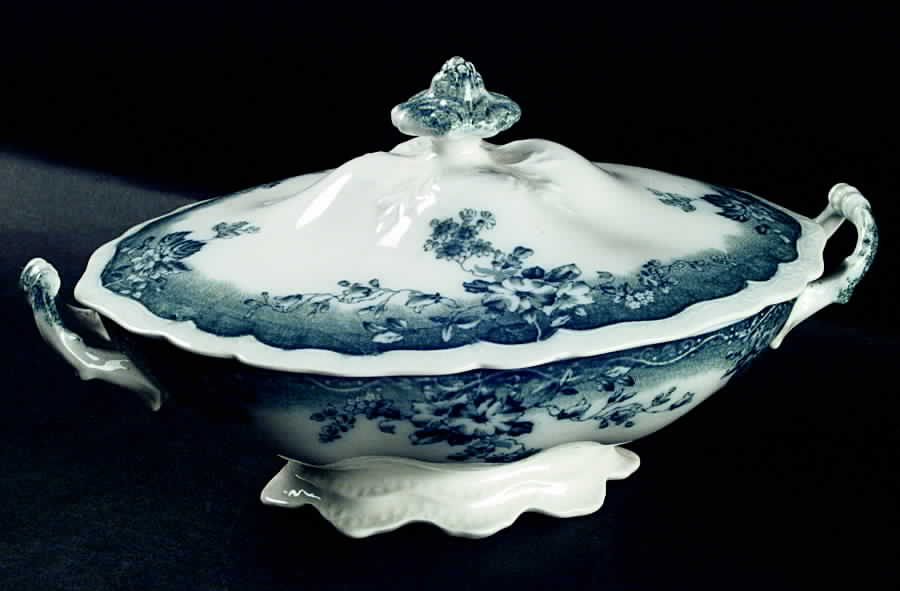 Clayton Blue Green Oval Covered Vegetable by Johnson Brothers-1