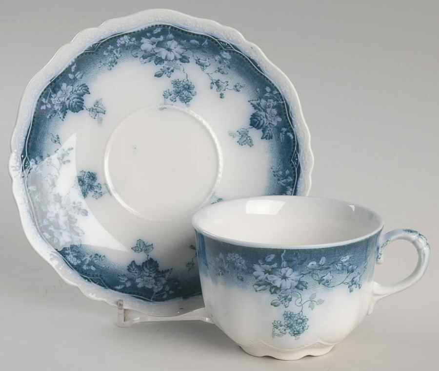 Clayton Blue Green Flat Cup & Saucer Set by Johnson Brothers-1