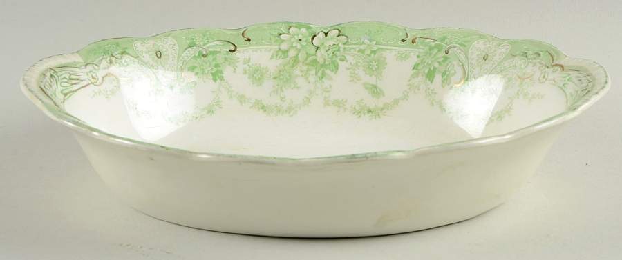 Marlboro Green 9" Oval Vegetable Bowl by Johnson Brothers-1