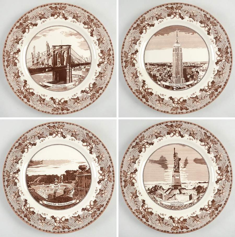 Historic America Brown II (2002, 2003) Accent Dinner Plate - Set of 4 Motifs by Johnson Brothers-1