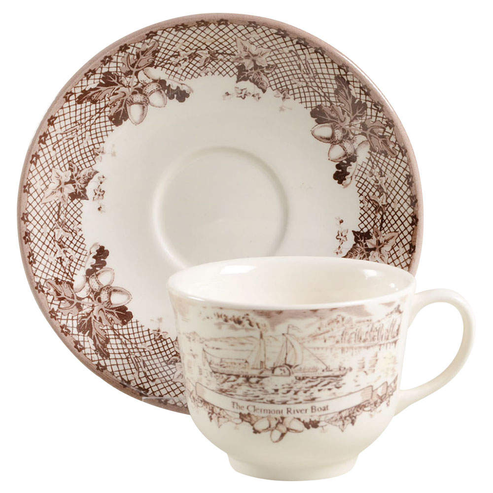 Historic America Brown II (2002, 2003) Flat Cup & Saucer Set by Johnson Brothers-1