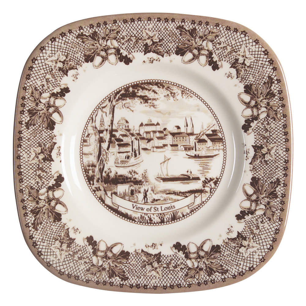 Historic America Brown II (2002, 2003) Square Salad Plate by Johnson Brothers-1