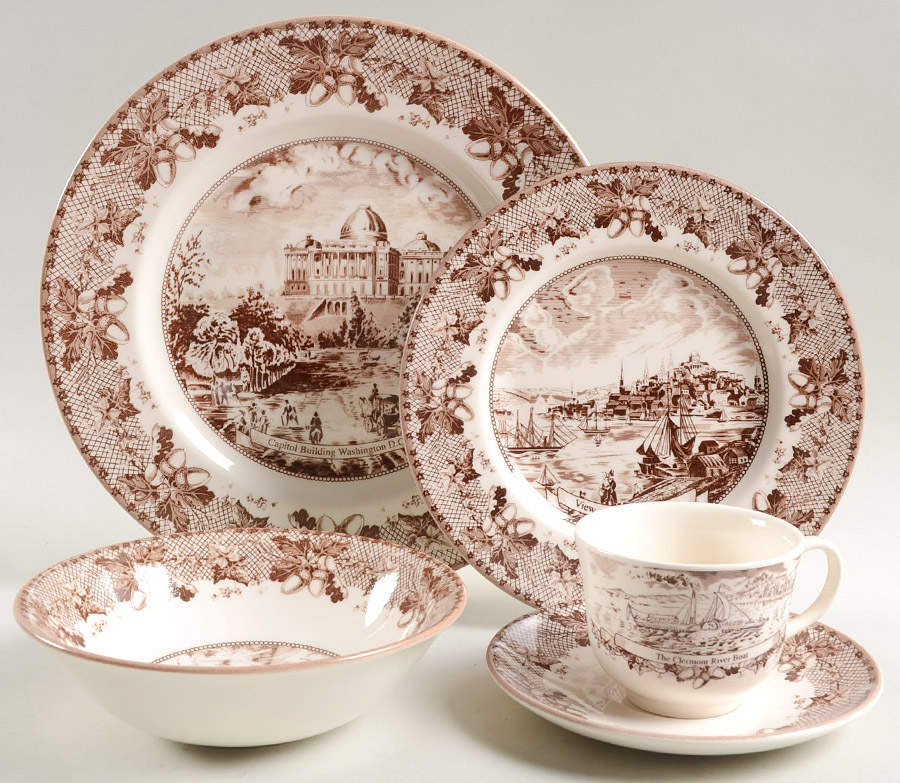 Historic America Brown II (2002, 2003) 5 Piece Place Setting by Johnson Brothers-1