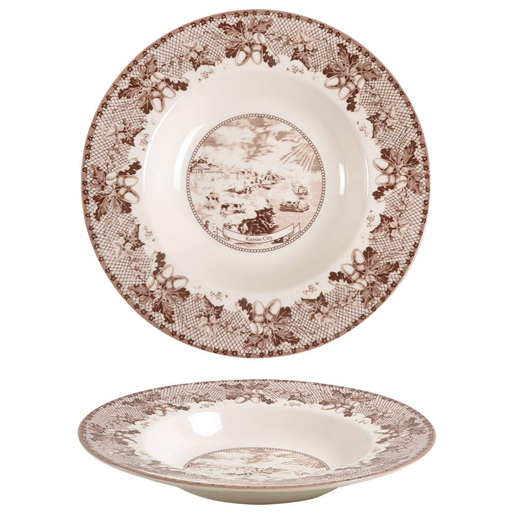 Historic America Brown II (2002, 2003) 8" Soup/Pasta Bowl by Johnson Brothers-1