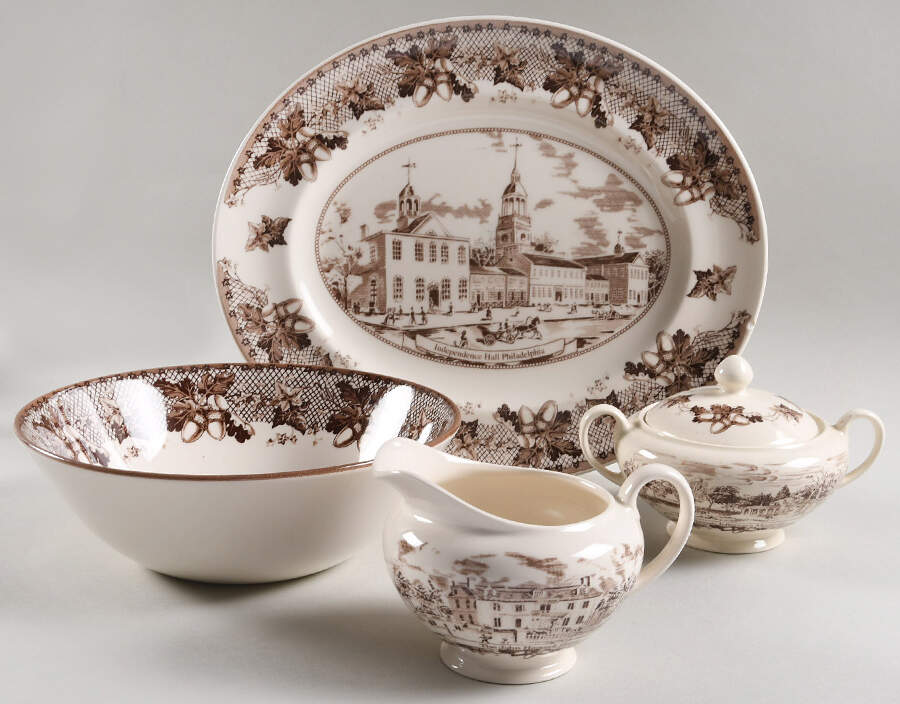 Historic America Brown II (2002, 2003) 5 Piece Hostess Set by Johnson Brothers-1
