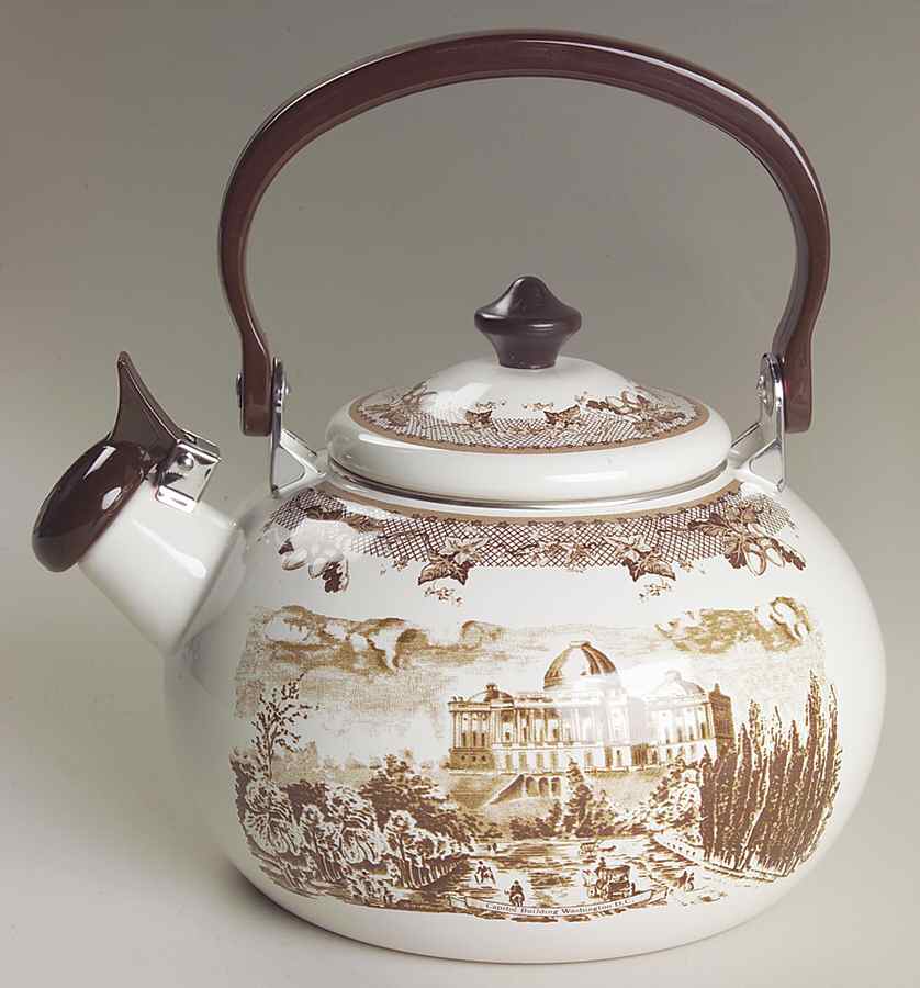 Historic America Brown II (2002, 2003) Metal Kettle & Lid by Johnson Brothers-1