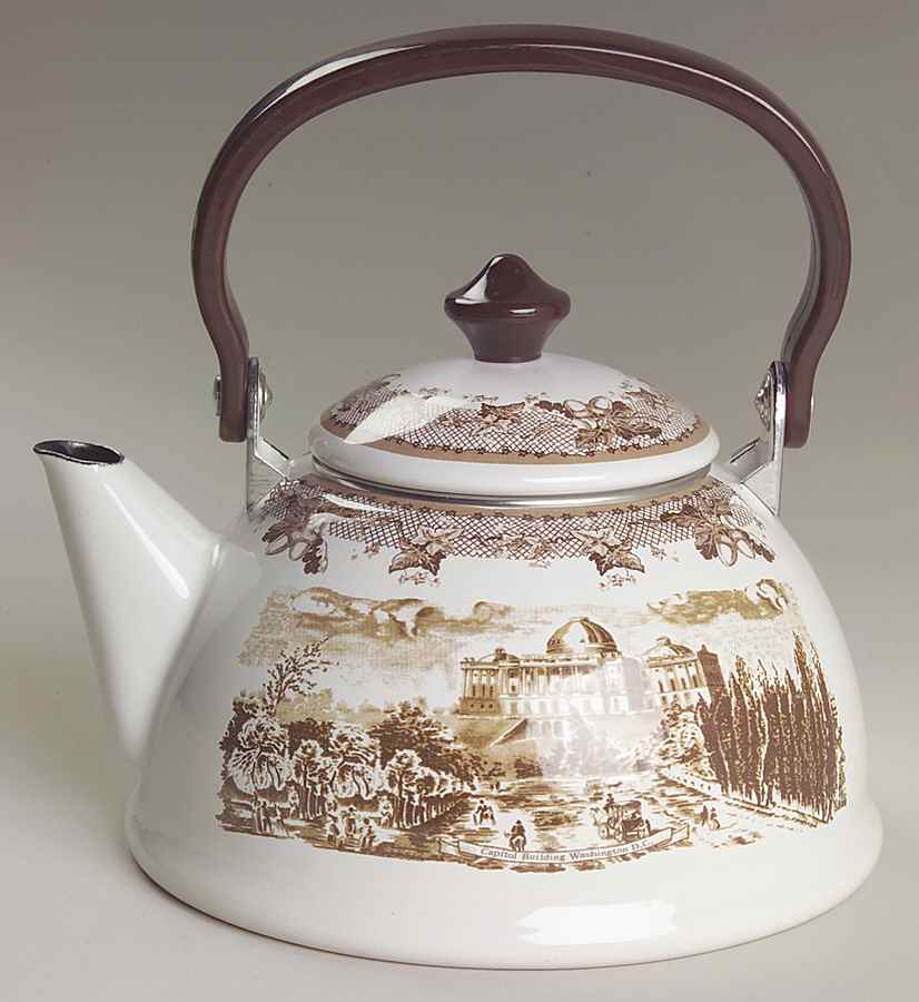 Historic America Brown II (2002, 2003) Individual Metal Kettle & Lid by Johnson Brothers-1