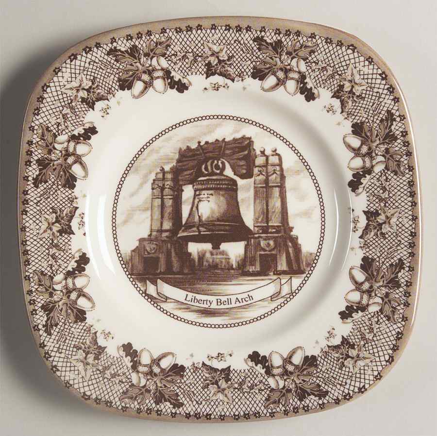 Historic America Brown II (2002, 2003) Square Salad Plate by Johnson Brothers-1