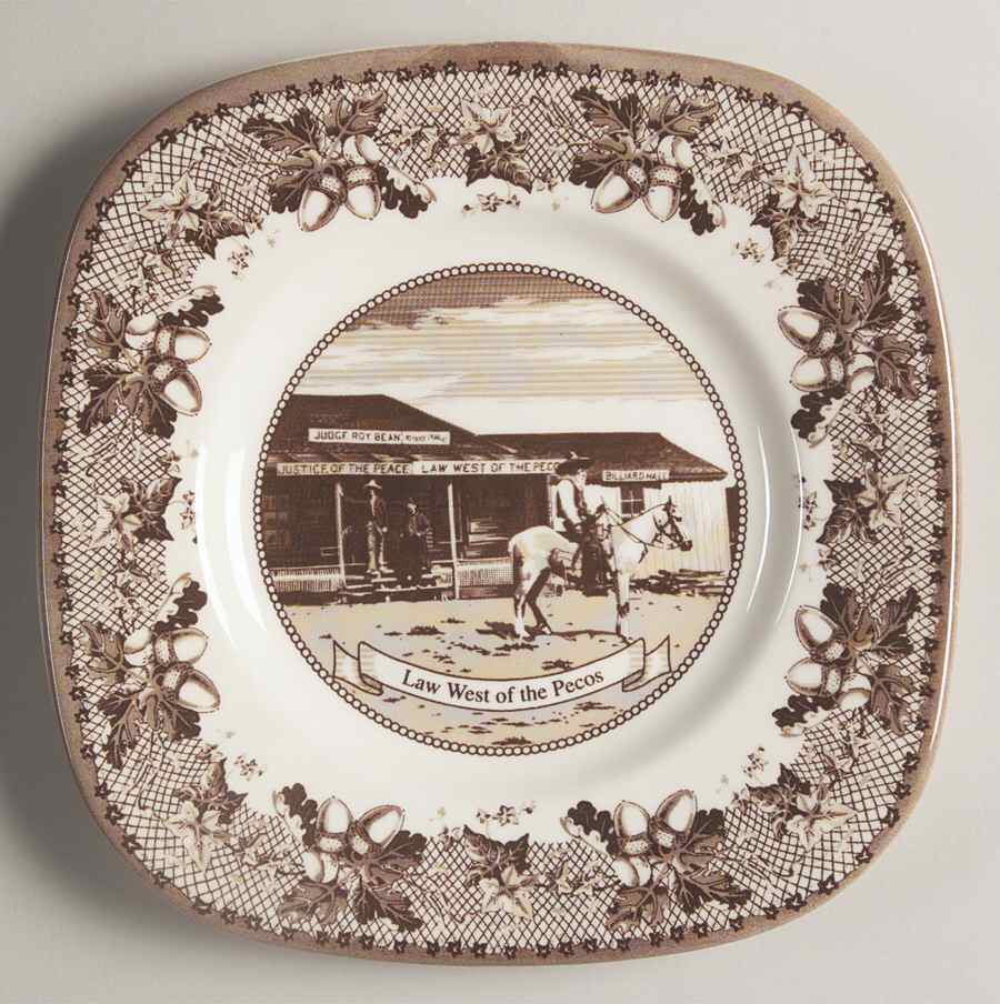 Historic America Brown II (2002, 2003) Square Salad Plate by Johnson Brothers-1
