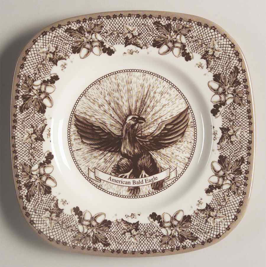 Historic America Brown II (2002, 2003) Square Salad Plate by Johnson Brothers-1