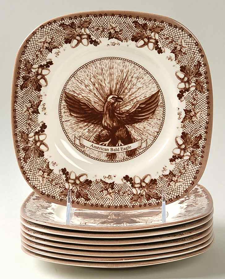 Historic America Brown II (2002, 2003) (Set of 8) Square Salad Plates by Johnson Brothers-1