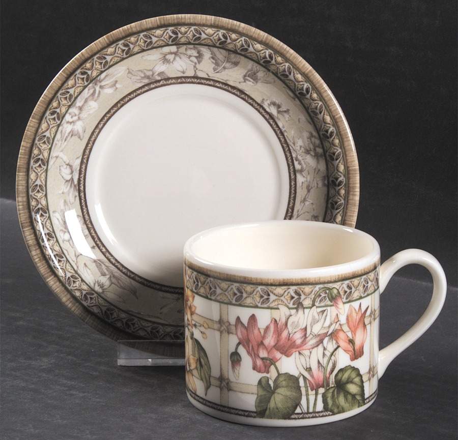 Enchanted Garden Flat Cup & Saucer Set by Johnson Brothers-1