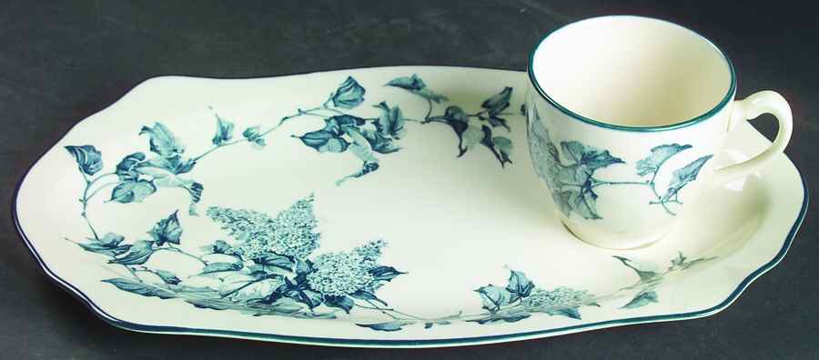 Hydrangea Blue Tea & Toast Snack Plate & Reg Cup Set by Johnson Brothers-1