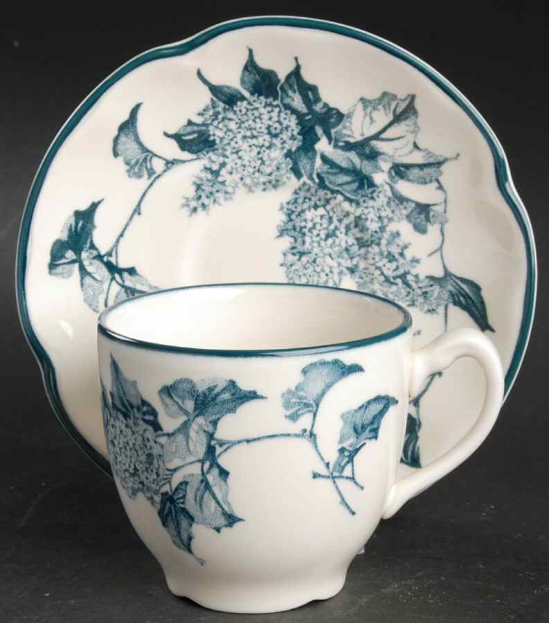 Hydrangea Blue Flat Cup & Saucer Set by Johnson Brothers-1