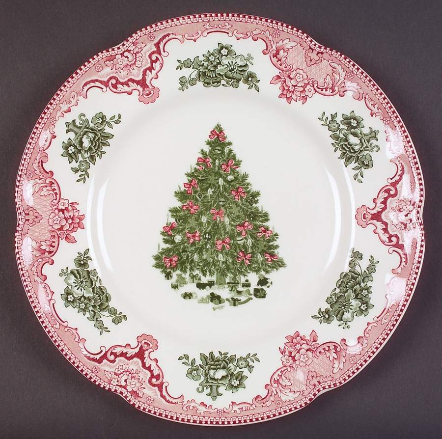 Old Britain Castles Pink Christmas(Made in England Accent Salad Plate by Johnson Brothers-1