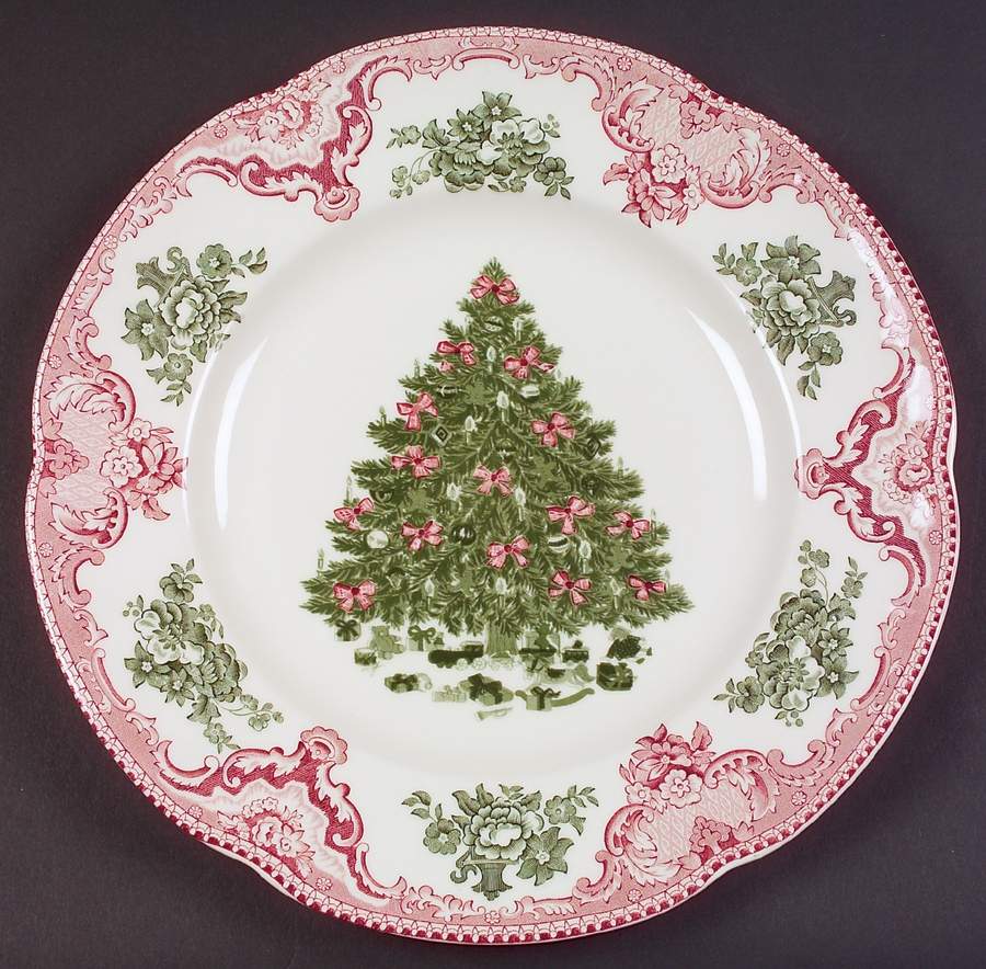 Old Britain Castles Pink Christmas(Made in England Dinner Plate by Johnson Brothers-1