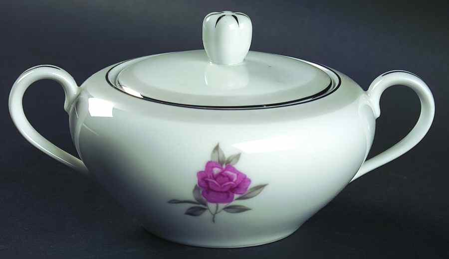 Red Rose Sugar Bowl & Lid by Japan-1