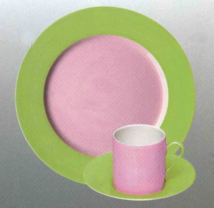 Swing Green and Pink Dinner Plate by Jammet Seignolles-1
