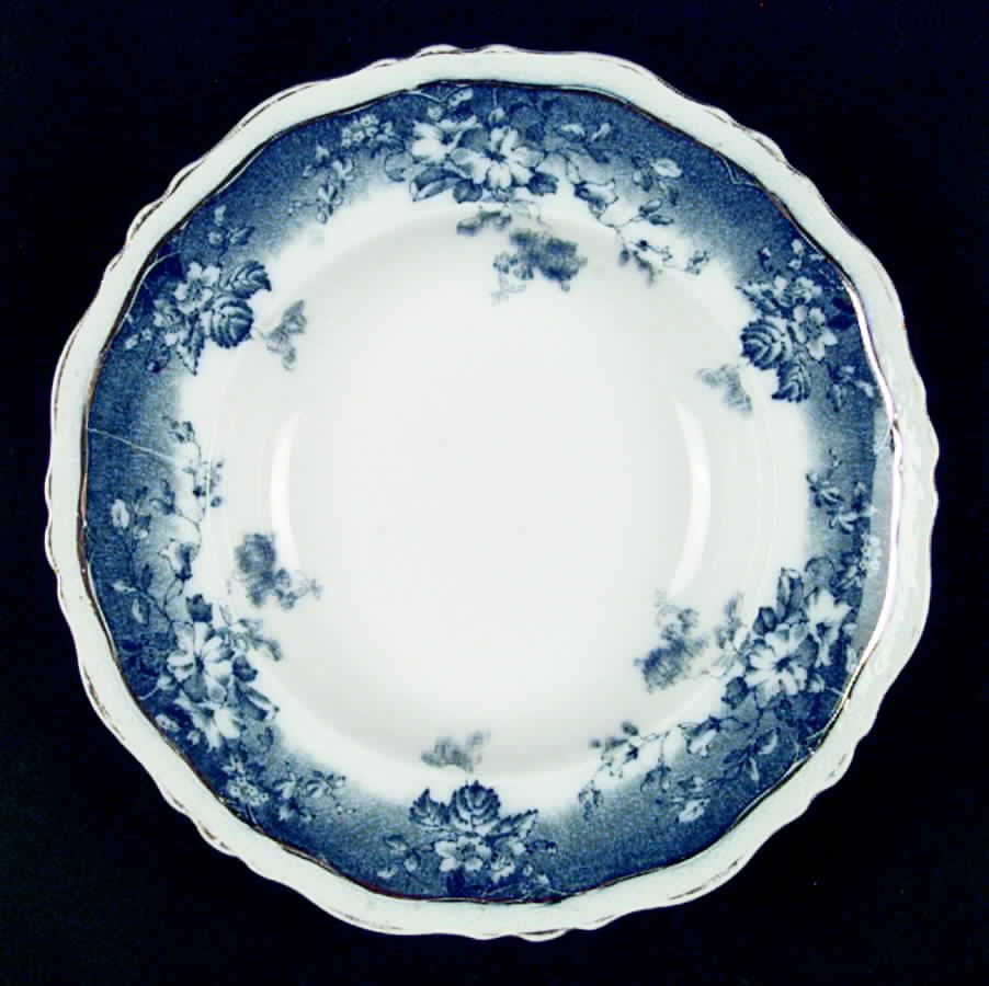 Clayton (Blue Transferware, Gold Trim) Rim Soup Bowl by Johnson Brothers-1