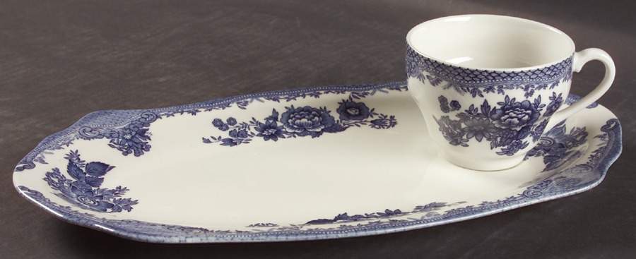 Asiatic Pheasant Blue Snack Plate & Cup Set by Johnson Brothers-1