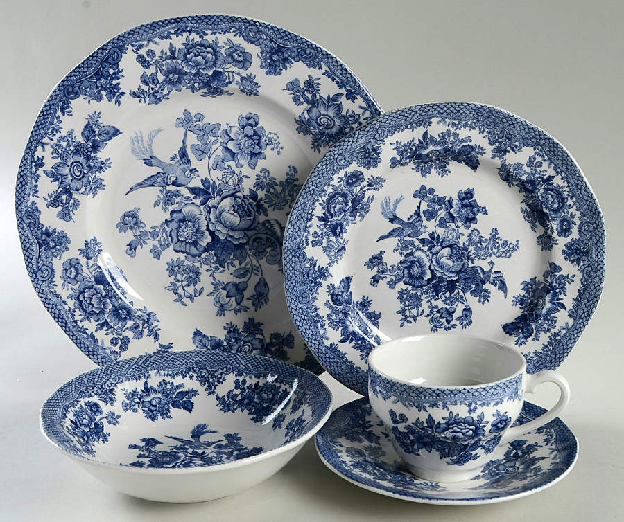 Asiatic Pheasant Blue 5 Piece Place Setting by Johnson Brothers-1