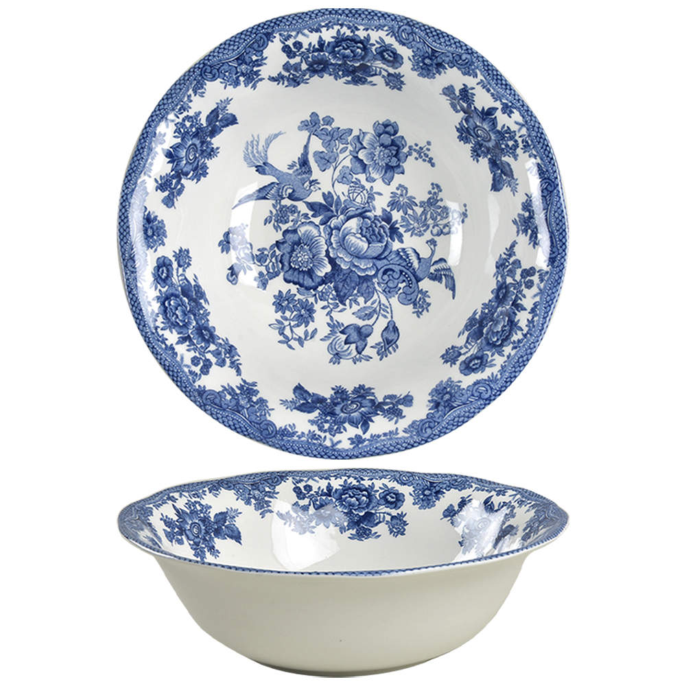 Asiatic Pheasant Blue 9" Round Vegetable Bowl by Johnson Brothers-1