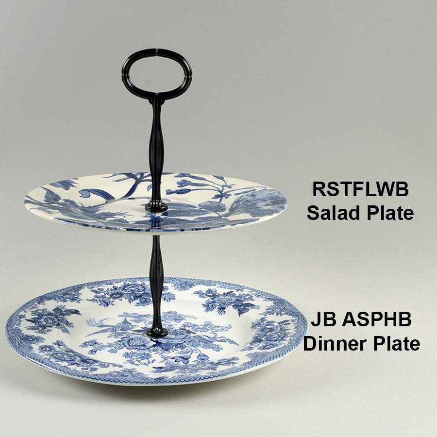 Asiatic Pheasant Blue Mixed/Match 2 Tier Serving Tray by Johnson Brothers-1