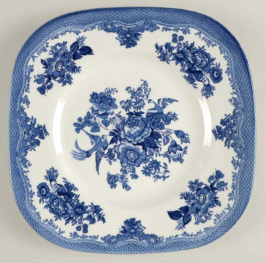 Asiatic Pheasant Blue Square Cake Plate by Johnson Brothers-1