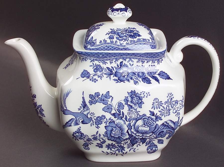 Asiatic Pheasant Blue Teapot & Lid by Johnson Brothers-1