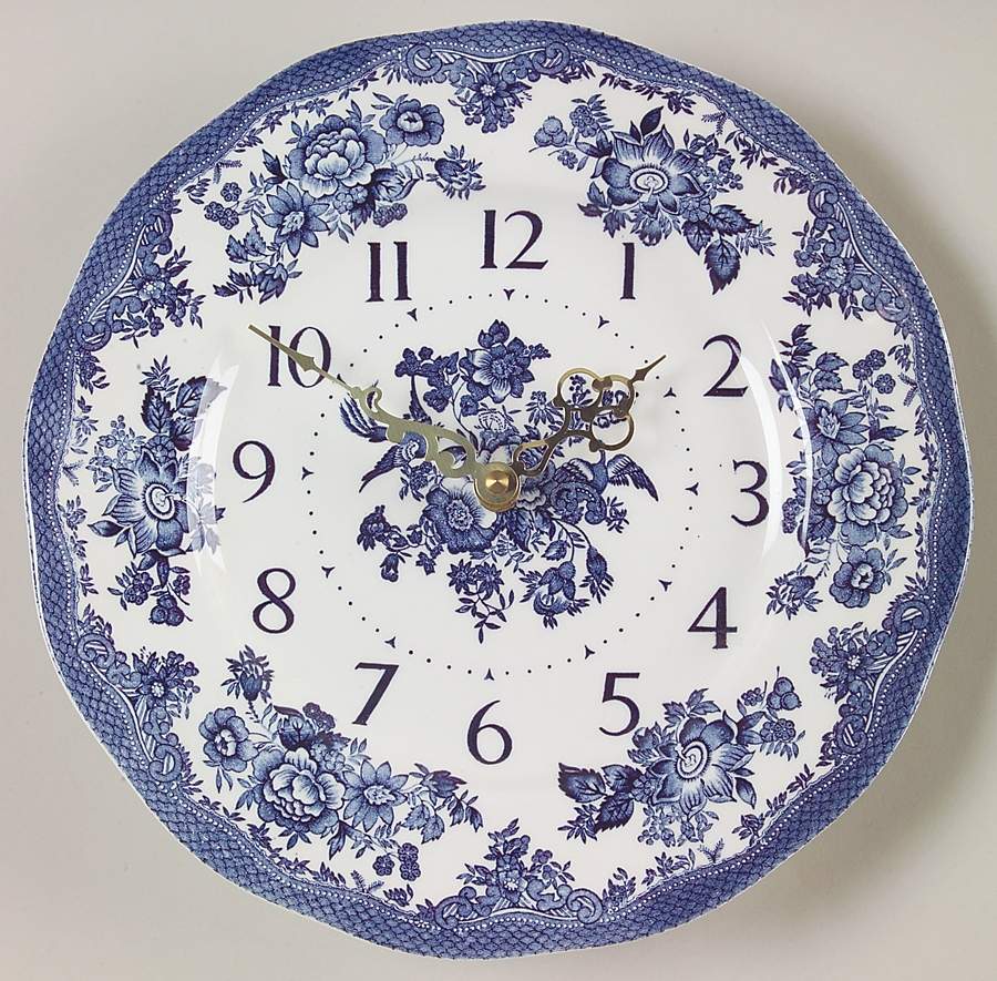 Asiatic Pheasant Blue Clock Plate by Johnson Brothers-1