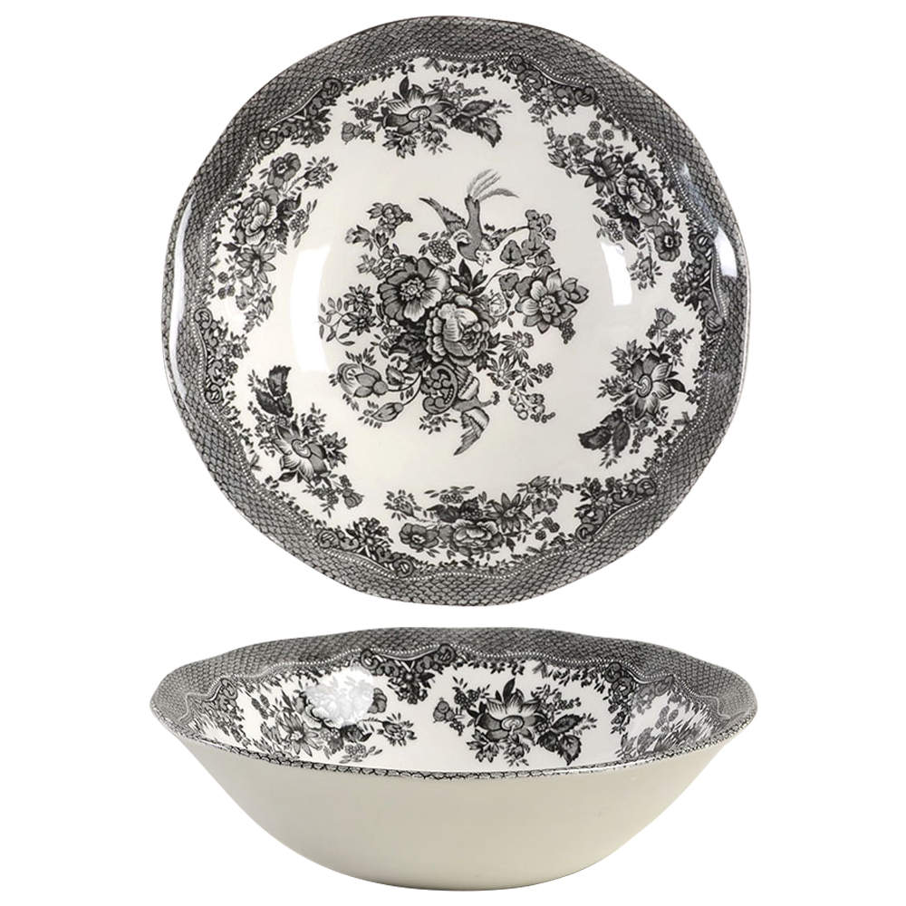 Asiatic Pheasant Black Soup/Cereal Bowl by Johnson Brothers-1