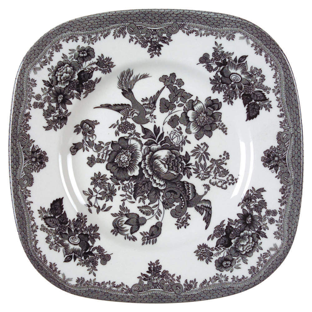 Asiatic Pheasant Black Square Salad Plate by Johnson Brothers-1