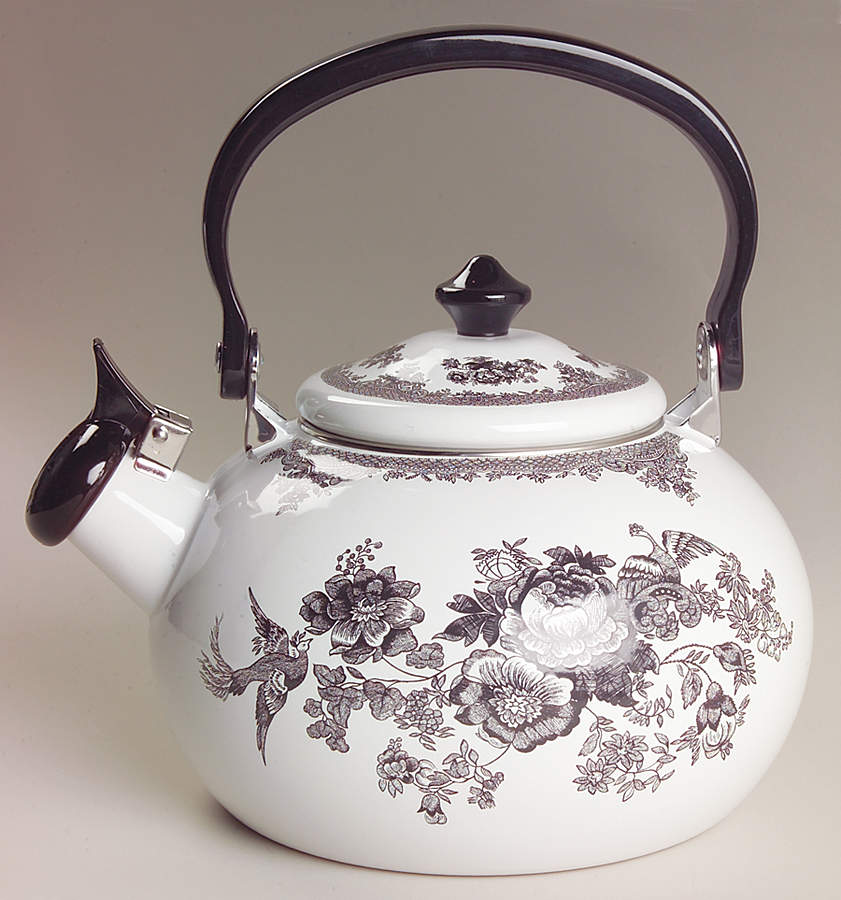 Asiatic Pheasant Black Metal Kettle & Lid by Johnson Brothers-1