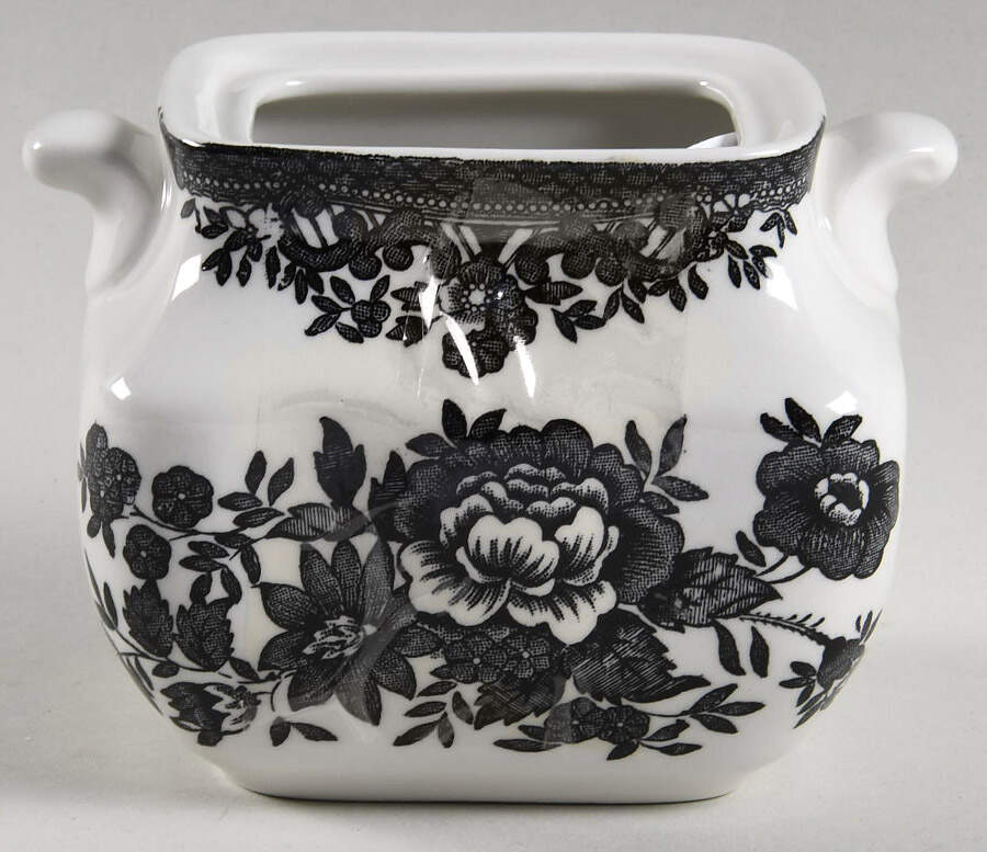 Asiatic Pheasant Black Sugar Bowl No Lid by Johnson Brothers-1