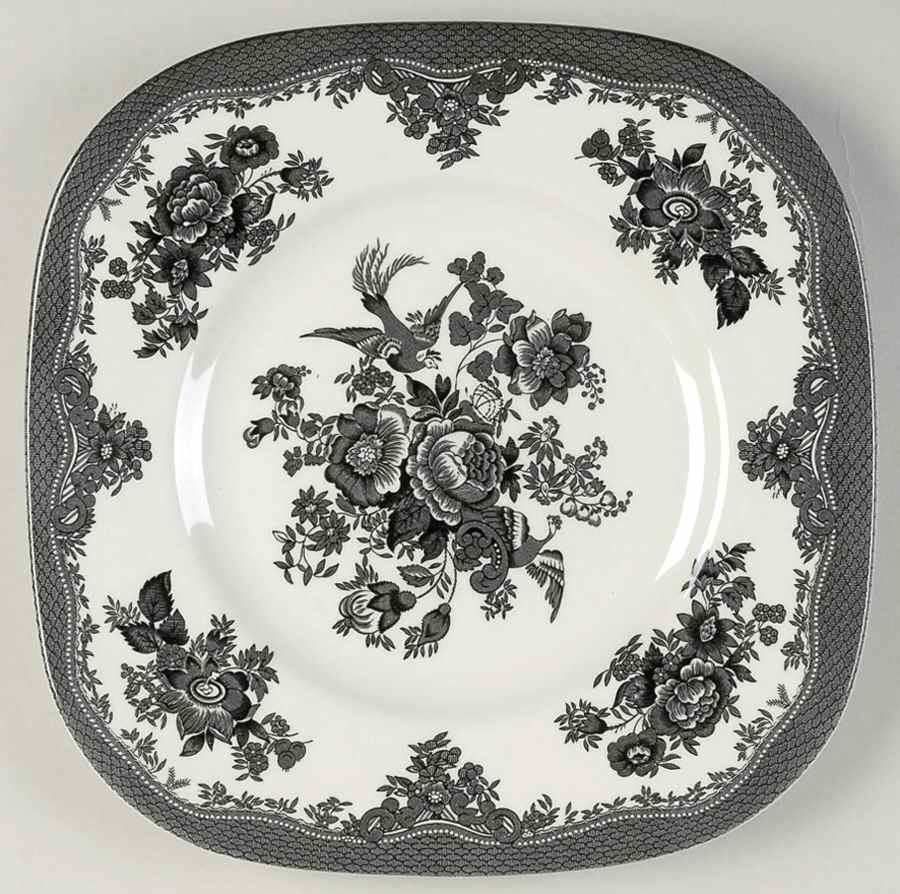 Asiatic Pheasant Black Square Cake Plate by Johnson Brothers-1
