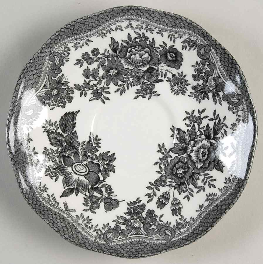 Asiatic Pheasant Black Saucer by Johnson Brothers-1
