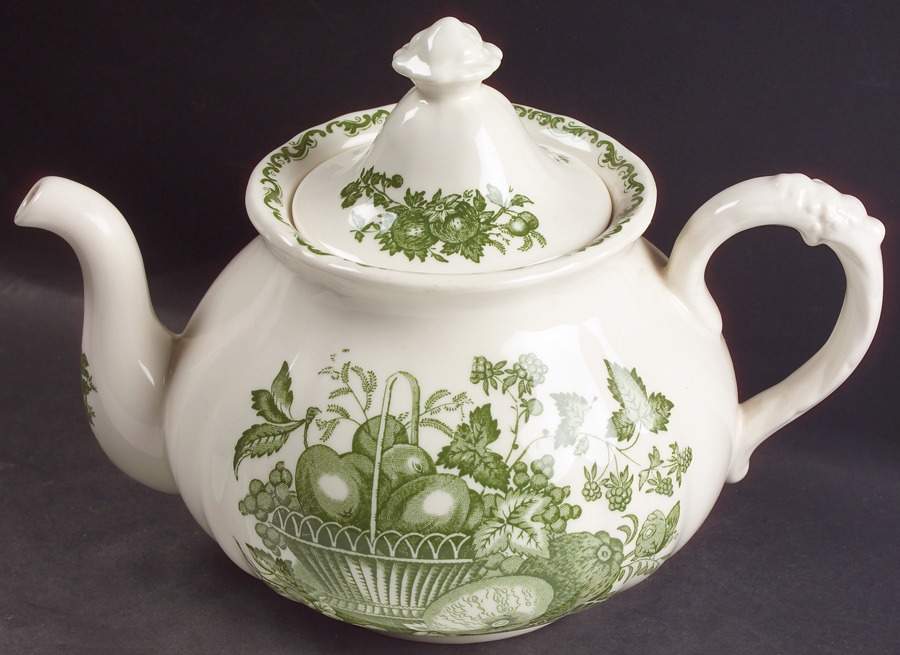 Fruit Basket Green Teapot & Lid by Johnson Brothers-1